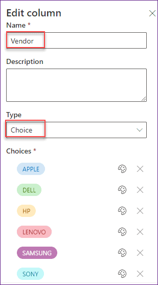 Power Apps data table filter SharePoint choice field