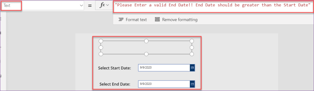 Power Apps date range picker