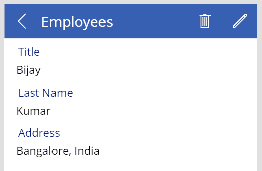 Power apps display form