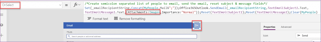 Power Apps email images