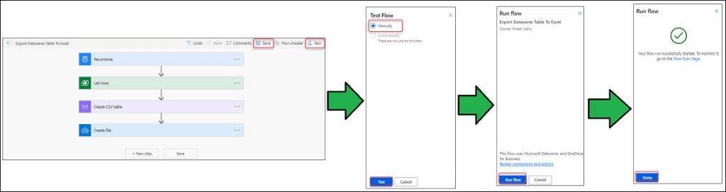 Power Apps Export dataverse table to excel using flow