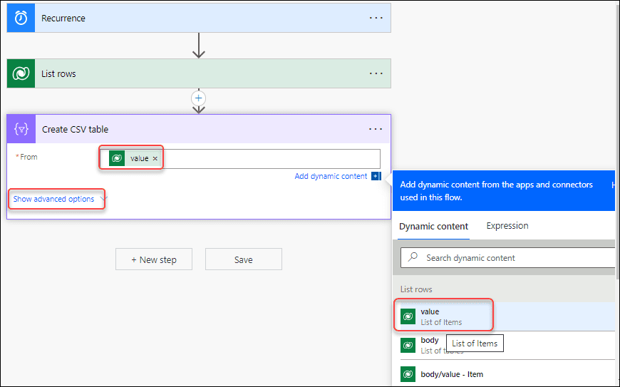 Power Apps Export dataverse table to excel using Power Automate