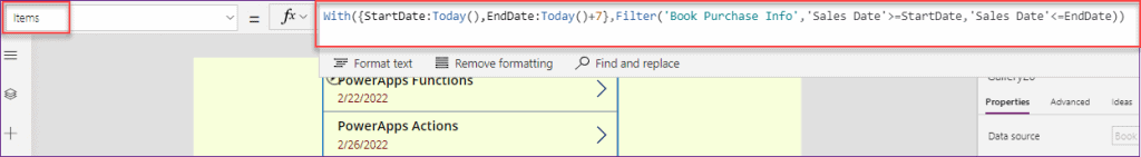 Power Apps Search gallery by next N Days