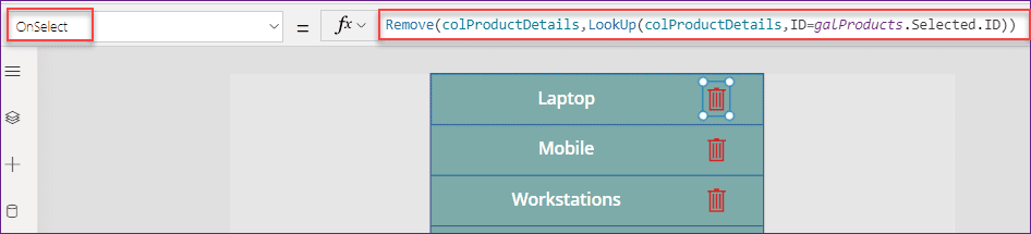 Power Apps Search Gallery Remove Item