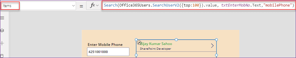 Power Apps Search Phone number