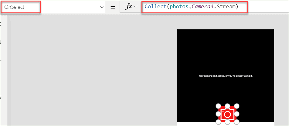 Power apps take picture button