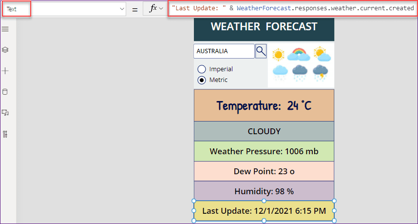 Power Apps Weather forecast