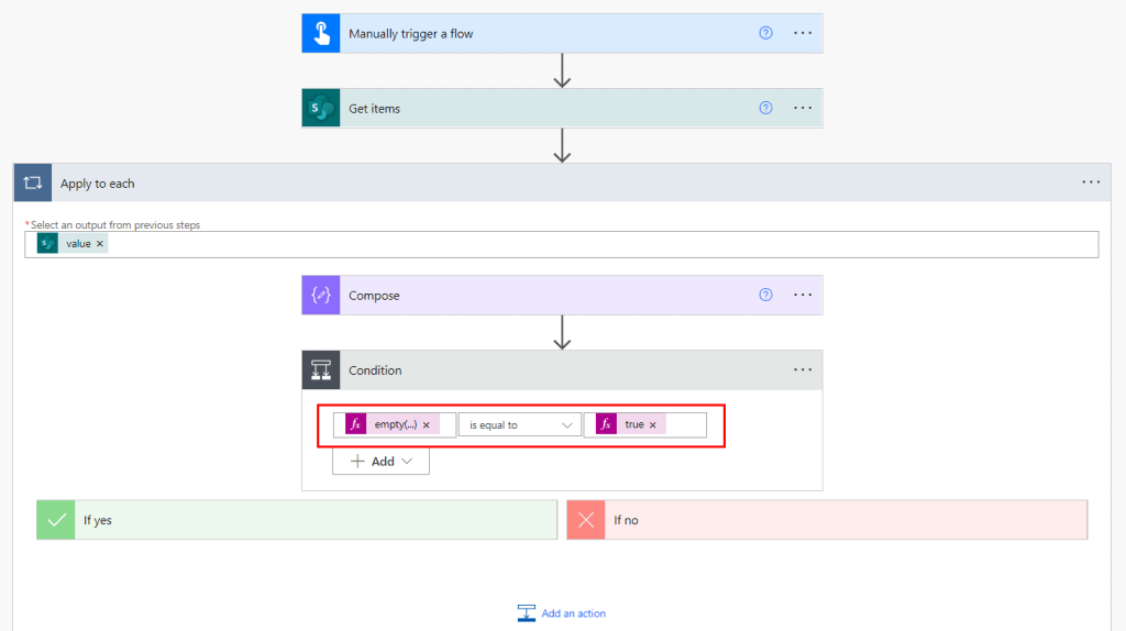 Power automate check if an array is empty