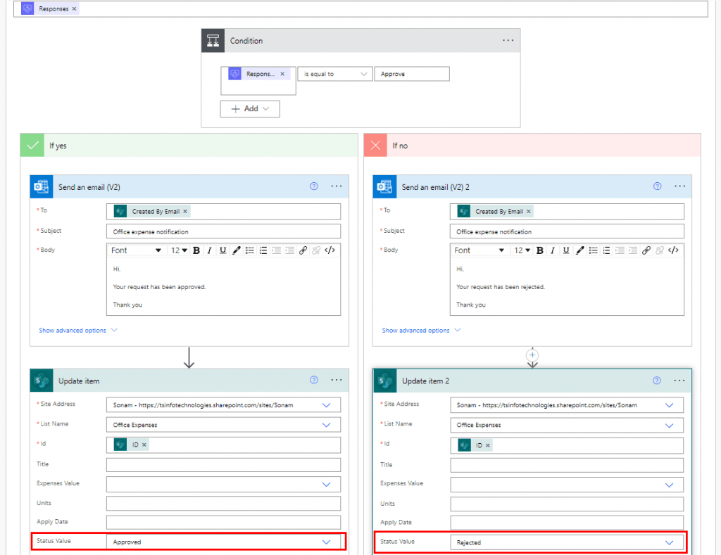 Power Automate condition if it is approved