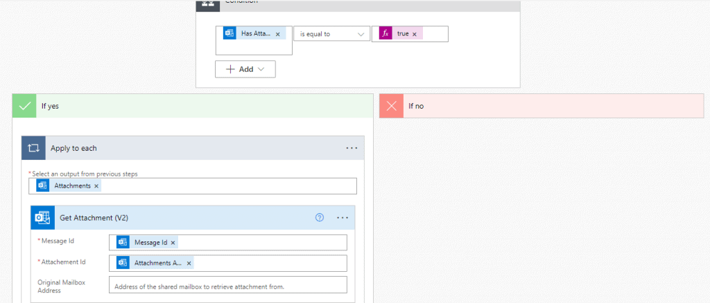 Power Automate condition if the attachment exists