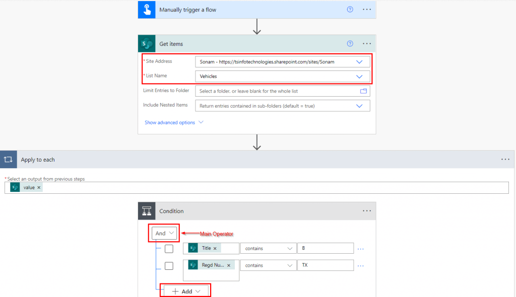 power automate condition multiple values