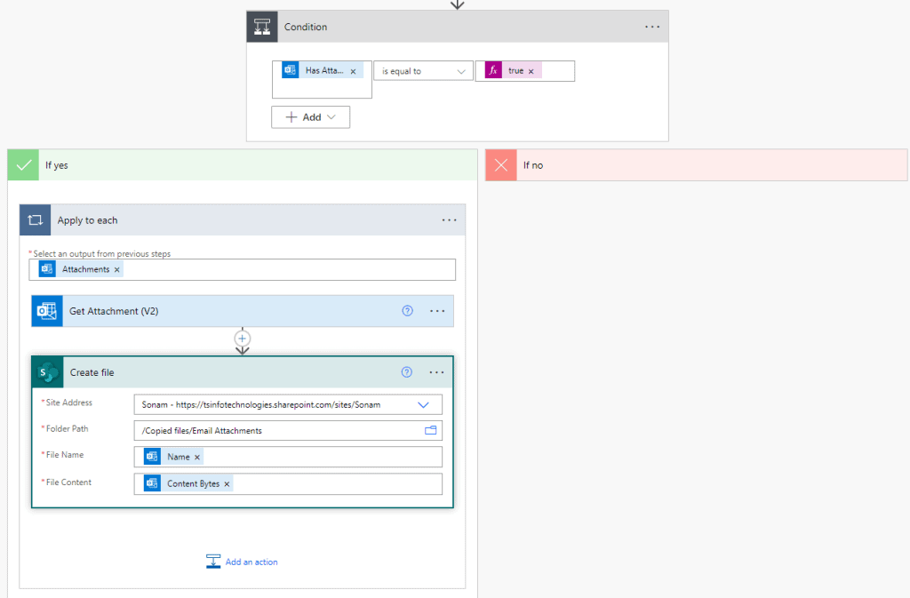 Power Automate condition to check if the attachment exists