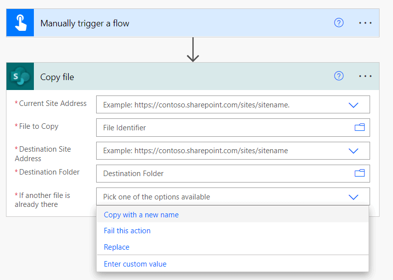 Power Automate copy file action