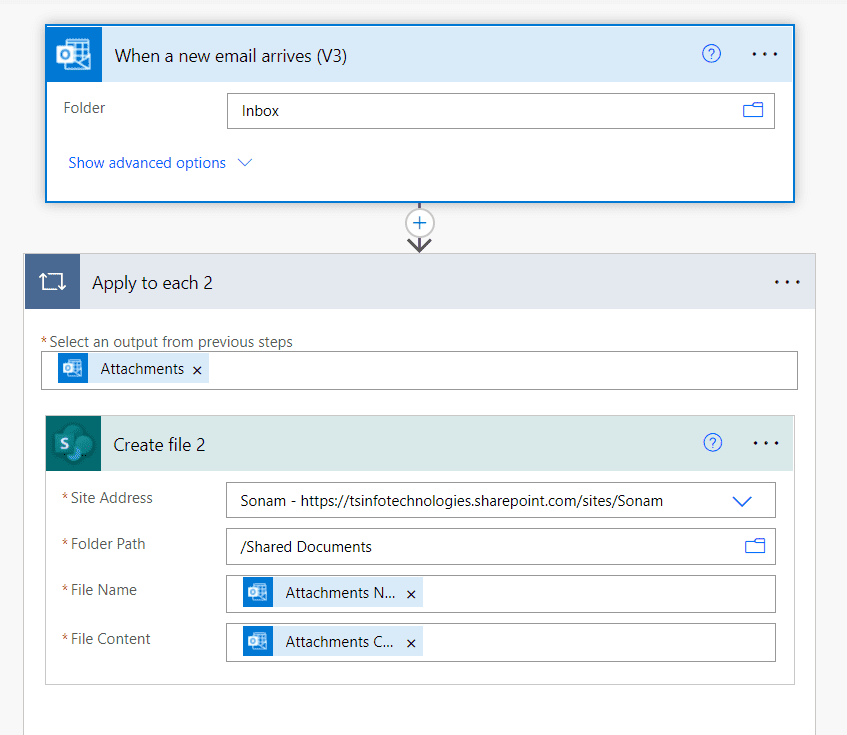 power automate copy file from email to SharePoint