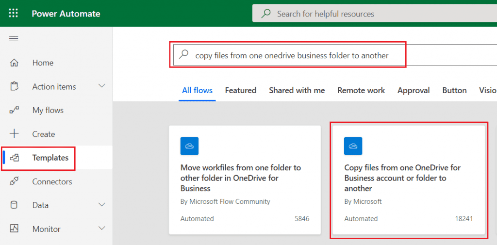 Power Automate copy file from OneDrive folder to OneDrive