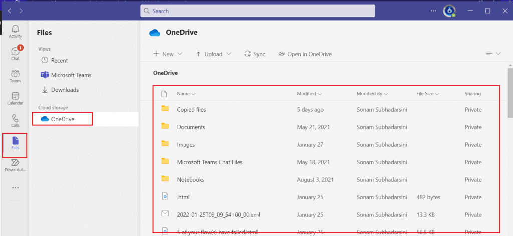 power automate copy file from OneDrive to teams