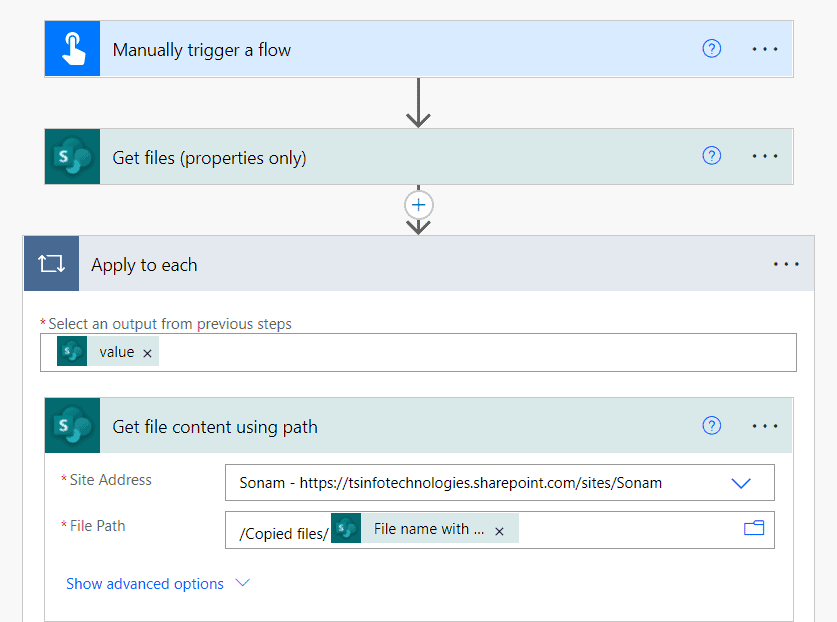 power automate copy files from SharePoint to OneDrive for business