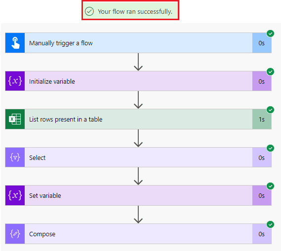 power automate create array from excel table