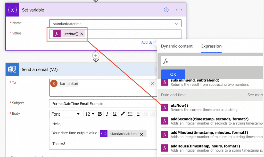 formatdatetime power automate