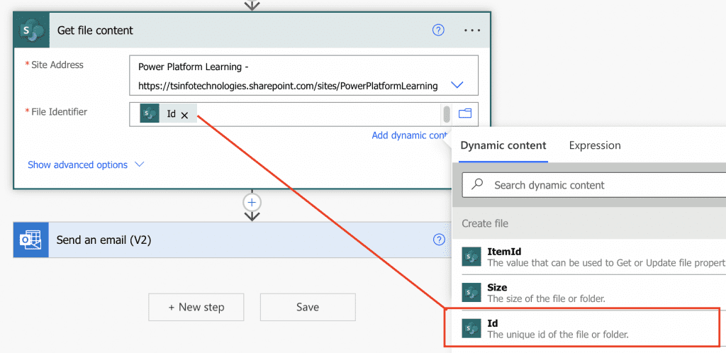 Power Automate export SharePoint to Excel Get file content