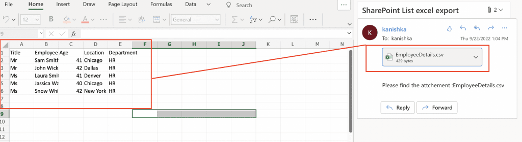 Power Automate export SharePoint to Excel result