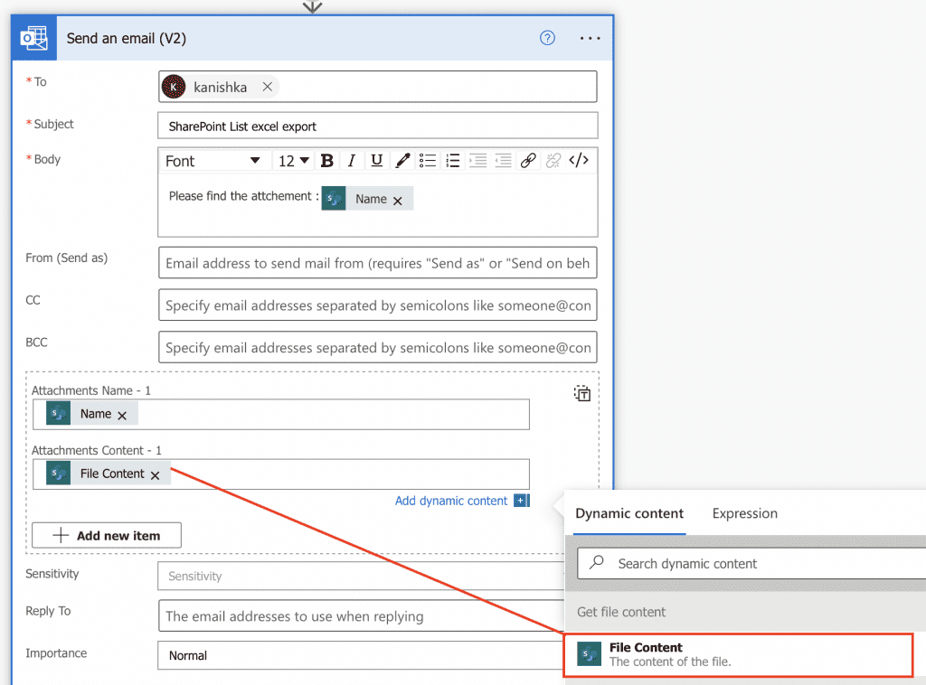 Power Automate export SharePoint to Excel send email