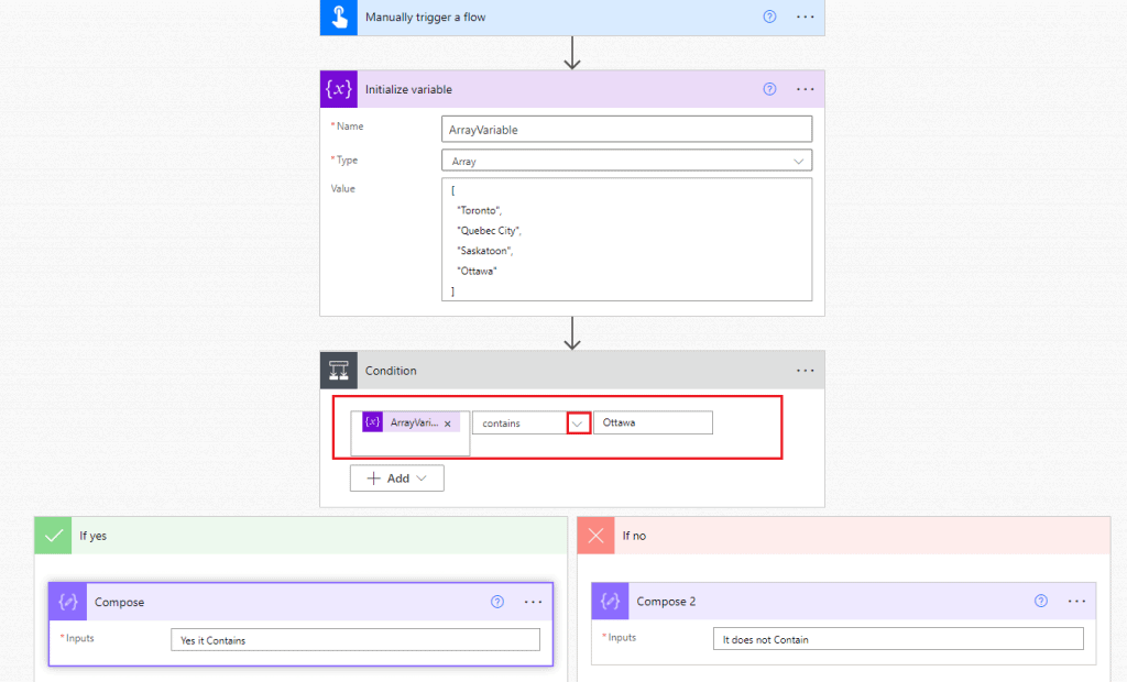 power automate expression if contains text