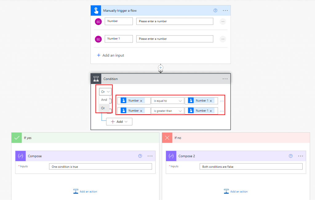 power automate expression if using or