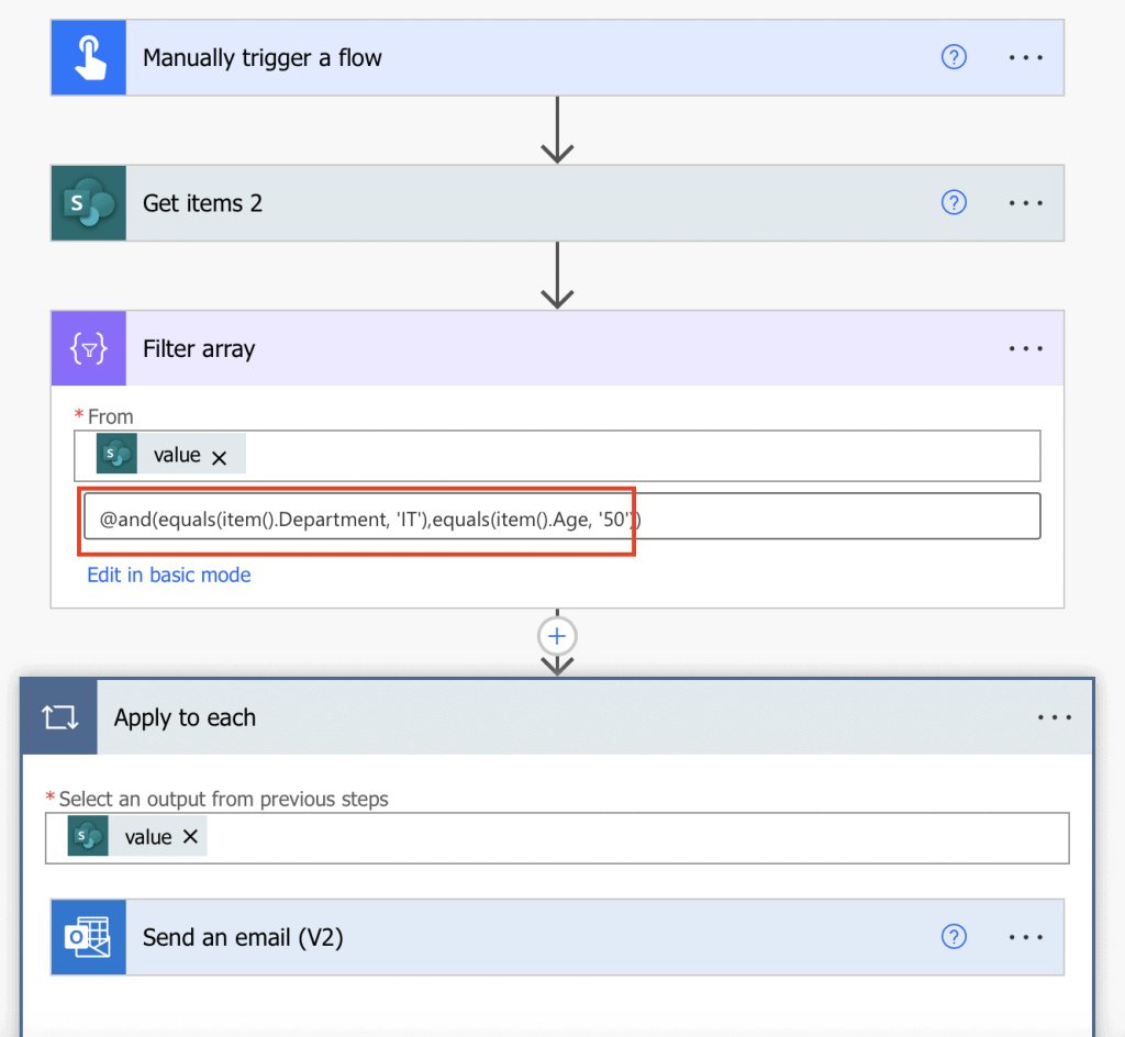 Power Automate filter array AND Power Automate filter array AND