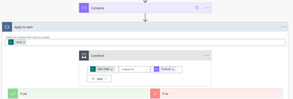 power automate flow to check if the date is today