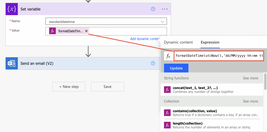 power automate formatdatetime