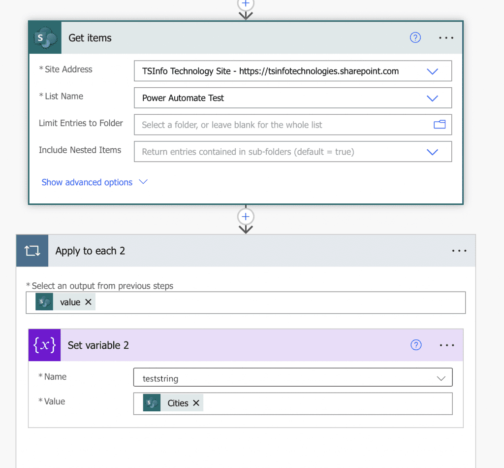 Power Automate get string from array