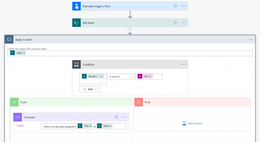 Power automate if a SharePoint person field is empty