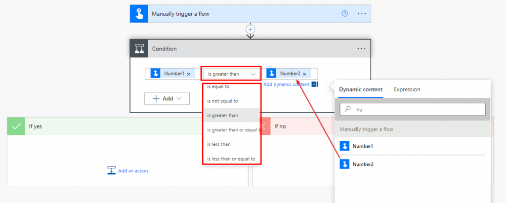 Power Automate if condition greater than