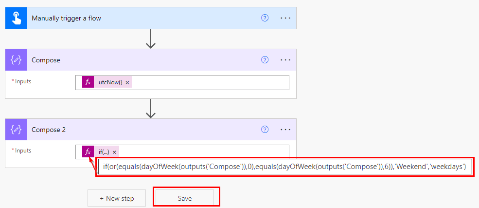 Power automate if day of week