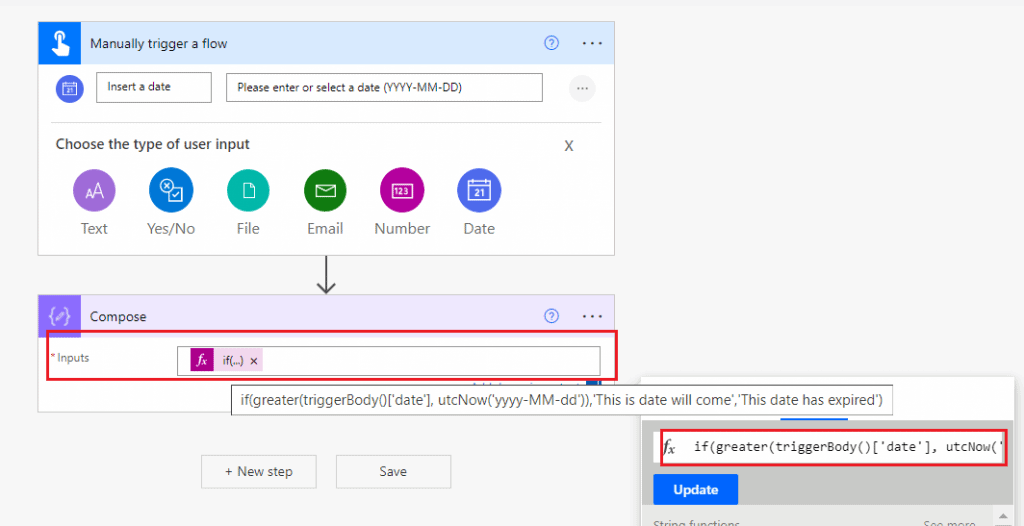 Power Automate If expression greater than