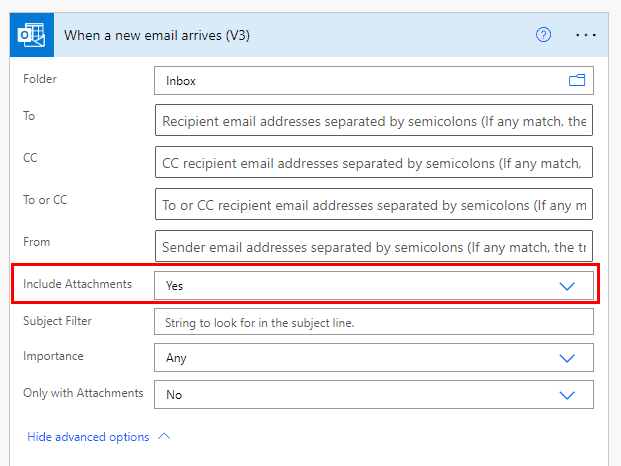 Power Automate if the attachment exists