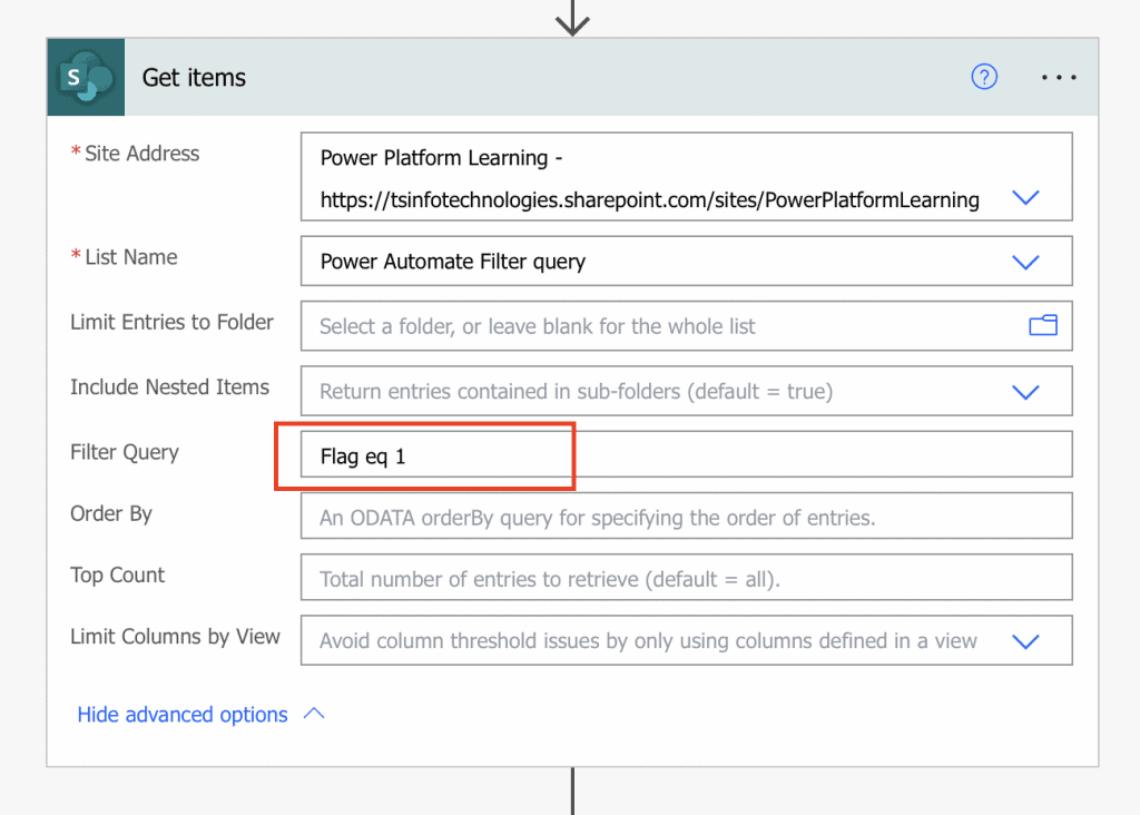 Power Automate OData filter query check box