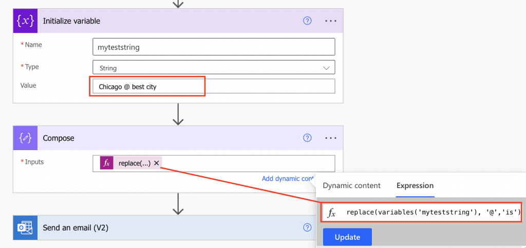 Power Automate replace characters from string