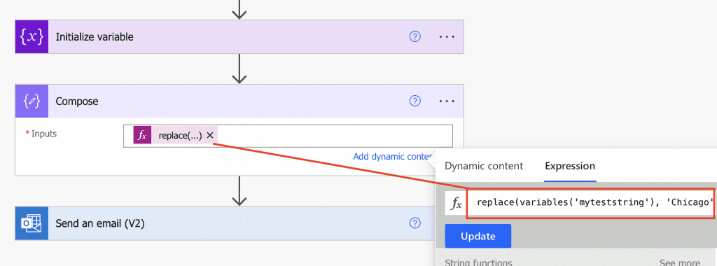 Power Automate replace strings