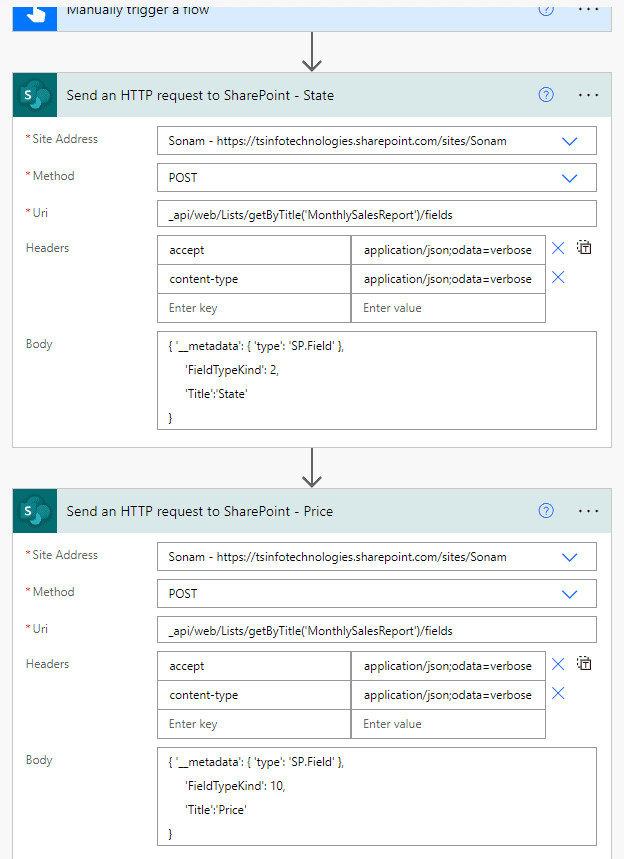 power automate rest api create column