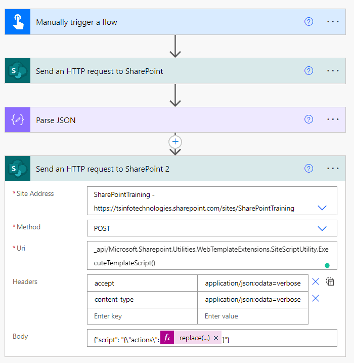 power automate rest api with json