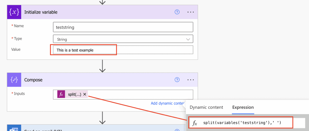 Power Automate split string into array