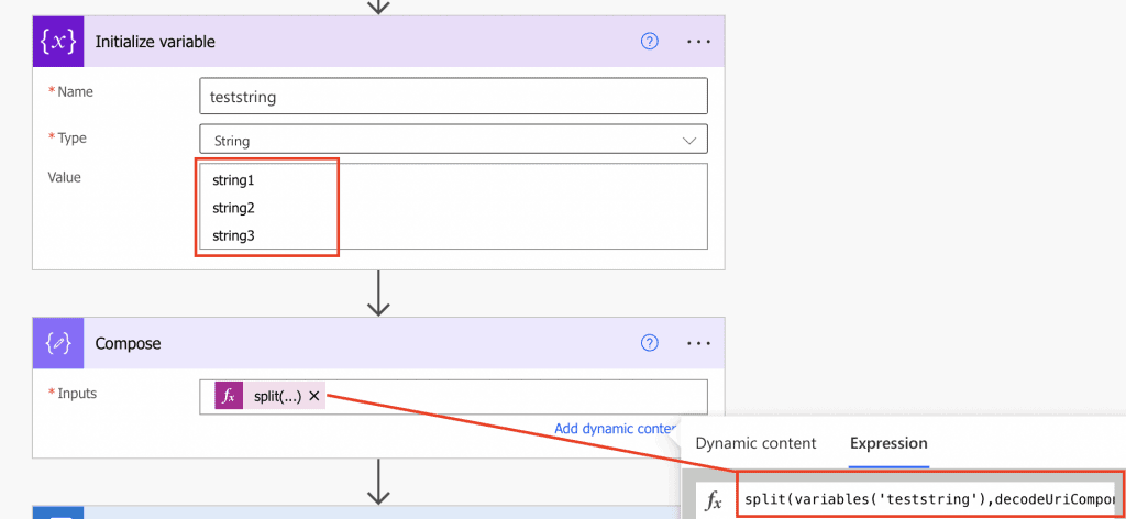 Power Automate split string into array line break/ new line