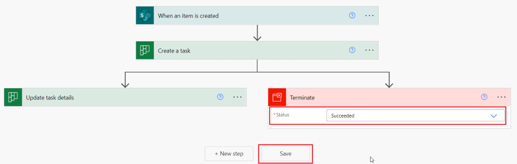 power automate terminate a parallel branch