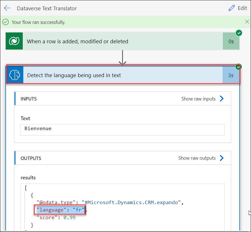 Power Automate to translate Text in Dataverse