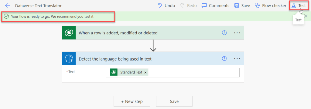 Power Automate translate a Text in Dataverse table