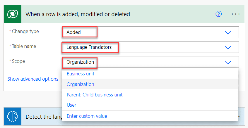 Power Automate Translate text in dataverse