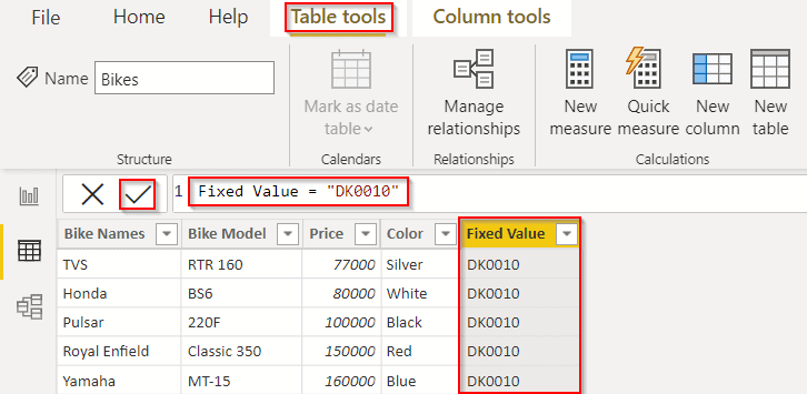 Power BI add column with a fixed value example