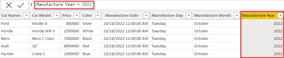 Power BI add column with same value